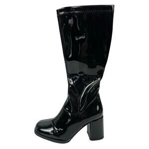 Funtasma Gogo Womens Black Patent Leather Knee High Block Heels Platform Boots 5